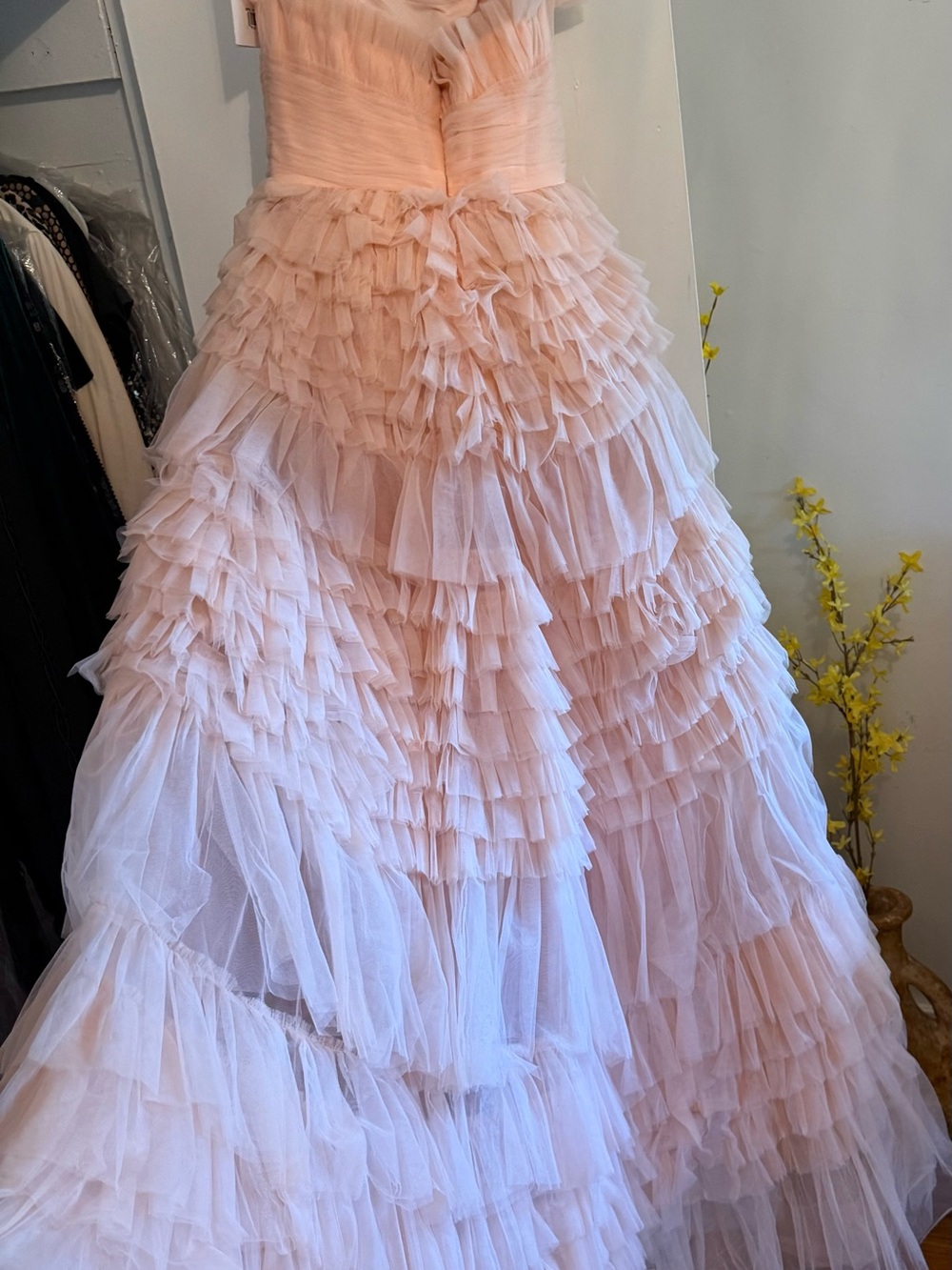 Mac Duggal Strapless Layered Tulle Gown in Blush NWT - Picture 10 of 13